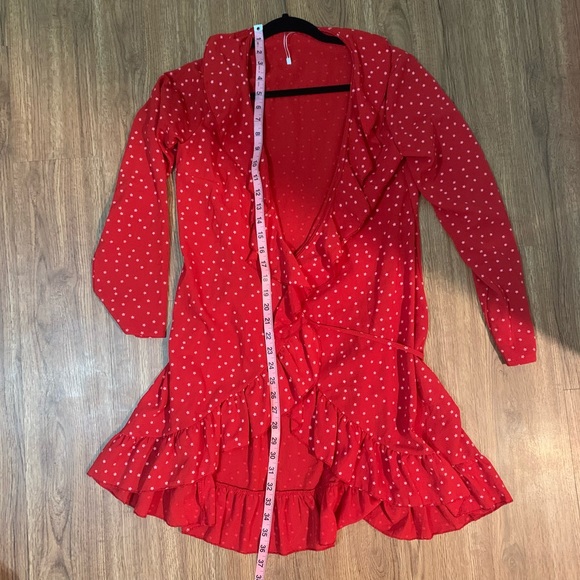 Red Wrap Dress w/ star print - Picture 9 of 10
